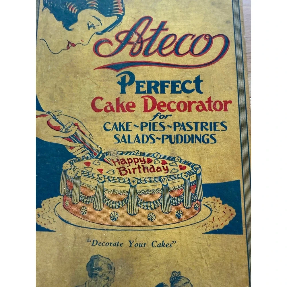 Ateco Perfect Cake Decorator No 701 Vintage 1940s Silver‎ Metal 4 Tips Boxed Set
